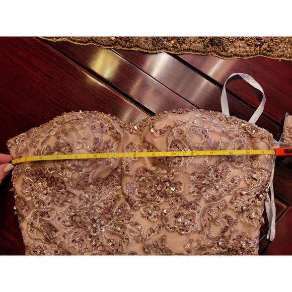 Mac Duggal Dusty Rose Embroidered and Sequin Accented Evening Gown - Size 6 - Picture 4 of 10